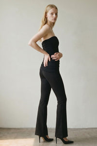 2 Piece Ruched Detail Tube Top Flare Pants Sets