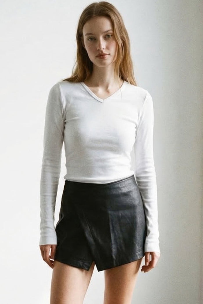 Faux Leather Wrap Mini Skirt