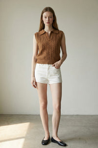 Cable Knit Polo Vest