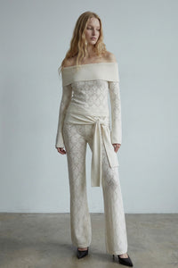 Knit Off Shoulder Top Pants Set