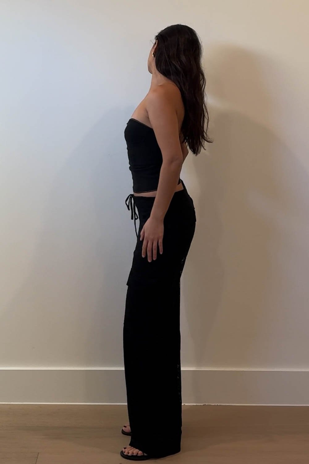 Low Rise Sheer Lace Cargo Pants - Straight Leg with Pockets