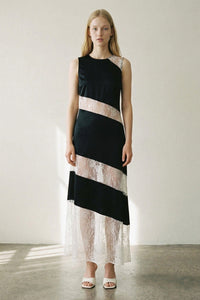 Satin Floral Lace Overlay Sleeveless Maxi Dress