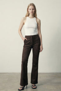 Faux Suede Flared Pants