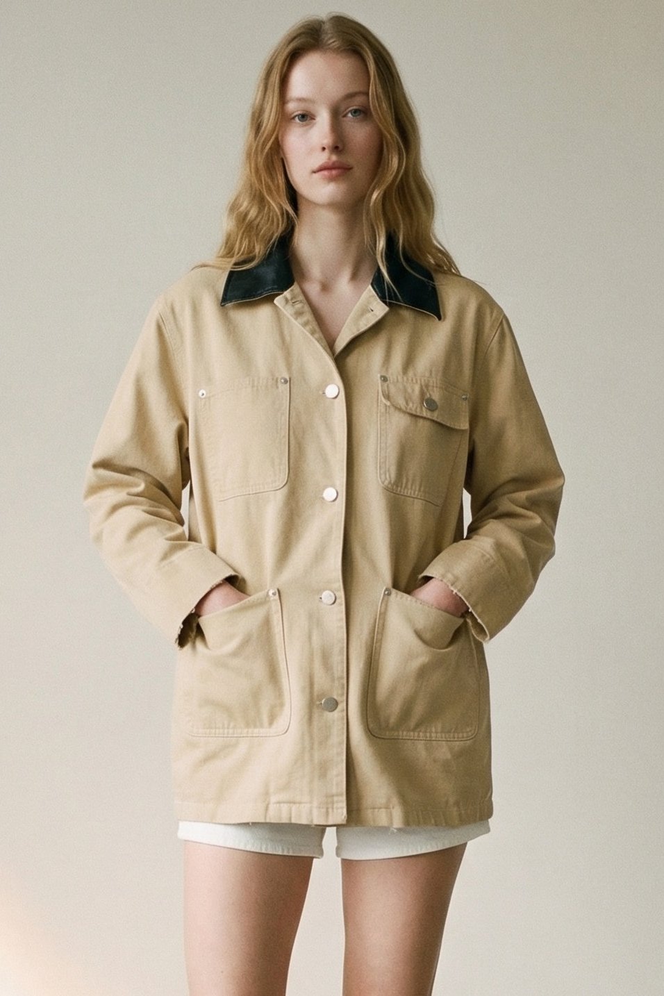 Contrast Collar Oversized Workwear Jacket