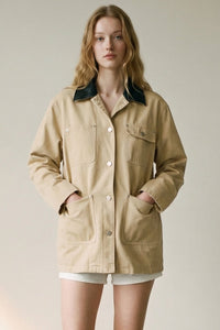 Contrast Collar Oversized Workwear Jacket