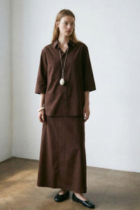 Woven A-Line Midi Skirt