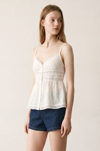 Cotton Tonal Lace Detail Cami