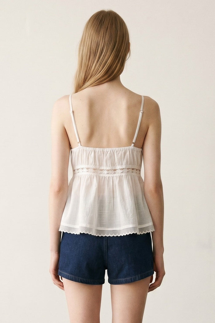 Cotton Tonal Lace Detail Cami
