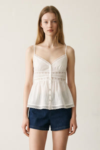 Cotton Tonal Lace Detail Cami