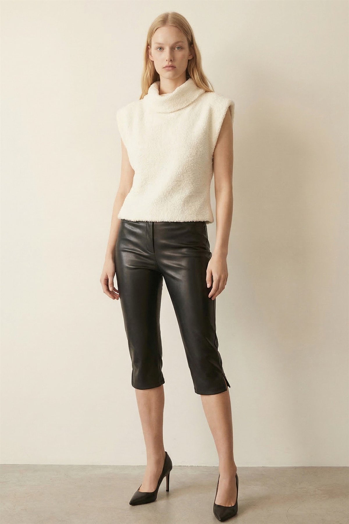 Faux Leather Capri Pants