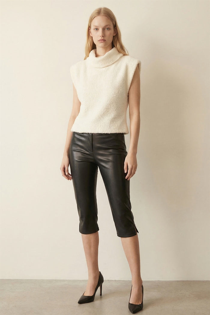 Faux Leather Capri Pants