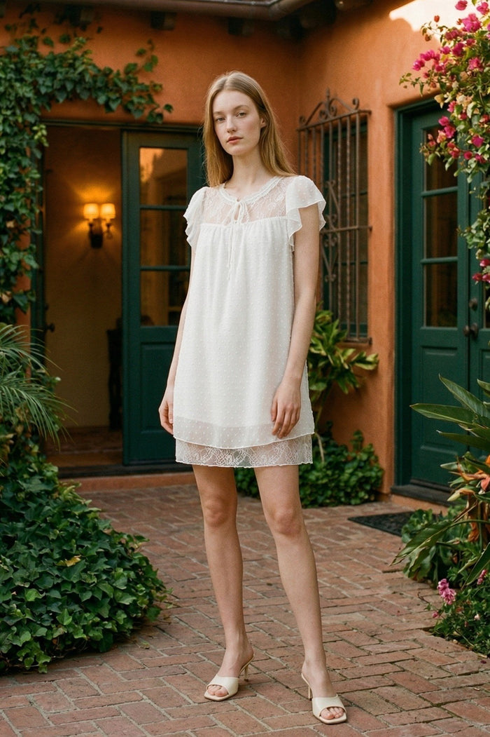 Dobby Chiffon Babydoll Mini Dress