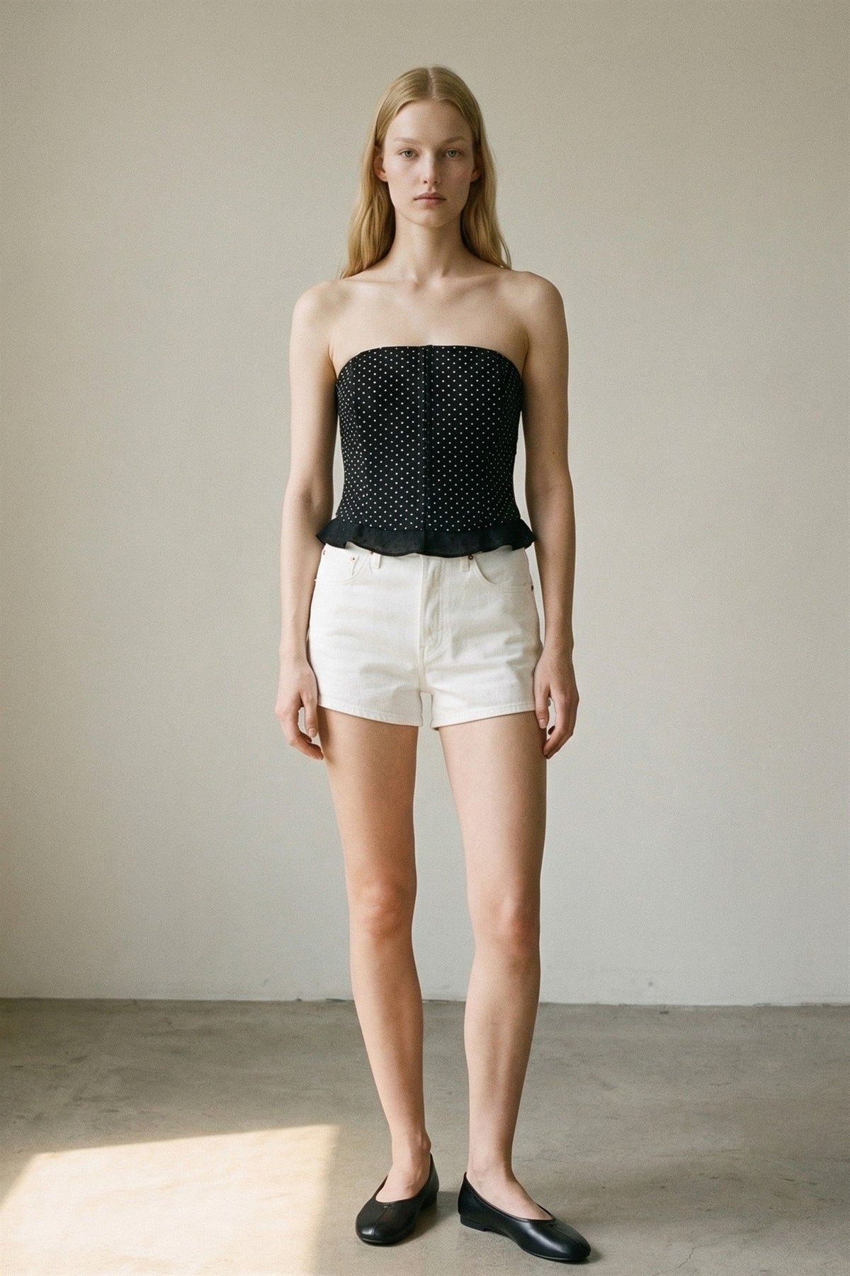 Polka Dot Strapless Boned Corset Top