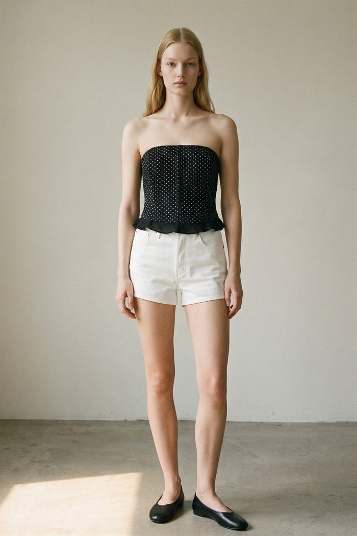 Polka Dot Strapless Boned Corset Top