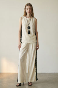 Side Lace Trim Top And Pants Set