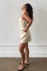 Satin Lace Trim Shorts