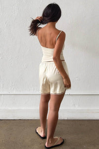 Satin Lace Trim Shorts