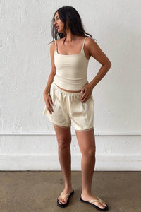 Satin Lace Trim Shorts