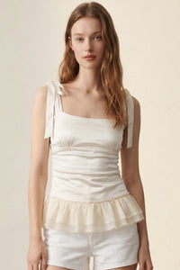 Satin Tie-Up Frill Hem Strappy Top