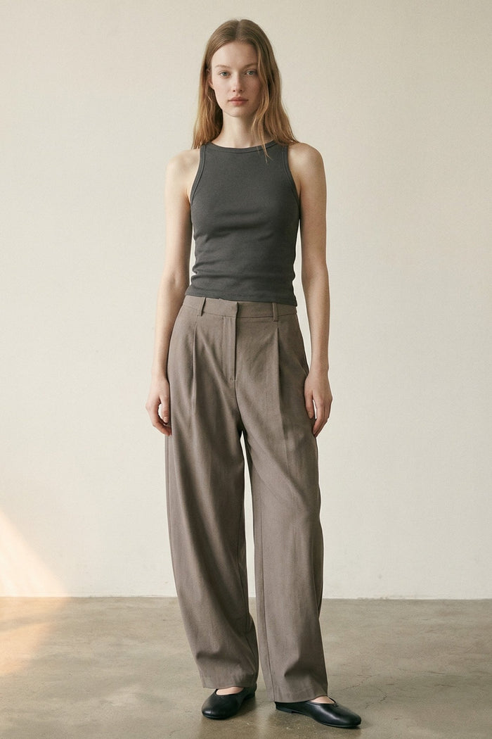 Double Pleat Woven Trousers