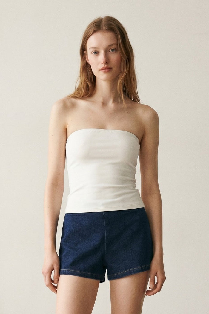 Strapless Woven Bandeau Top