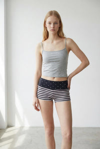 Polka Dot Foldover Striped Micro Shorts