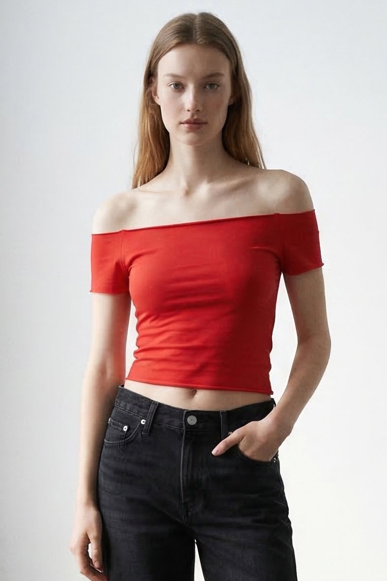 Wide Boat Neck Cap Sleeve Tee