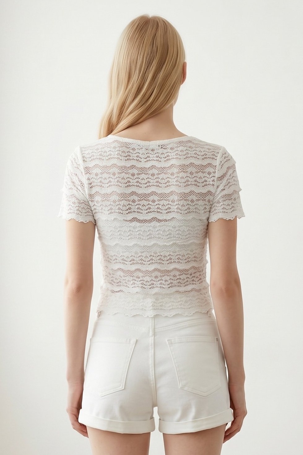 Lace Sleeve Woven Baby Tee