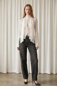 Chiffon Keyhole Detail Long Sleeve Top
