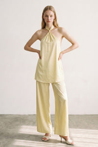 Satin Halter Knot Detail Top & Pants Set