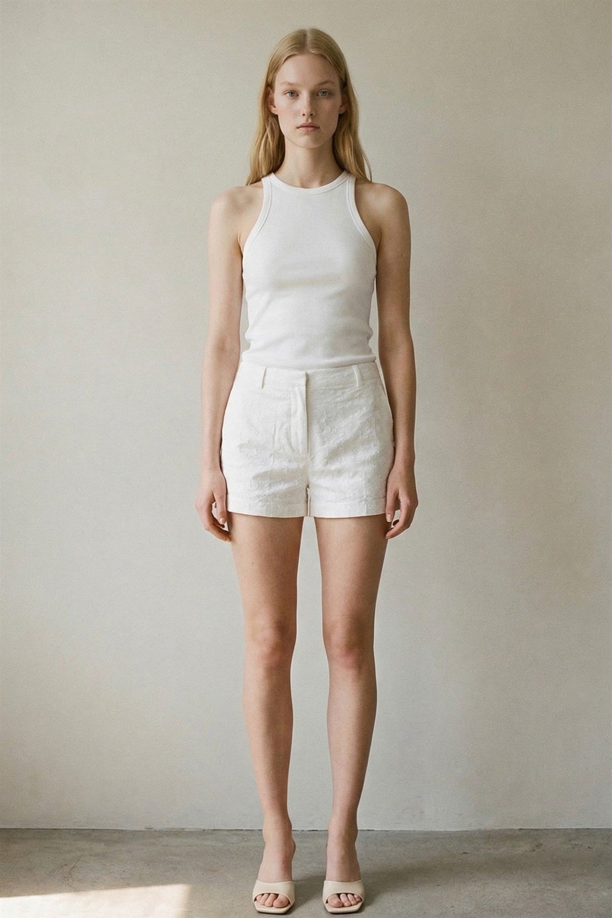 Embroidered Low Rise Mini Shorts