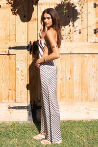 Stripe Strapless Top Wide Leg Pants Set