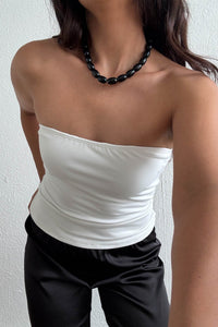 Strapless Woven Bandeau Top