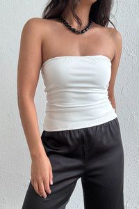Strapless Woven Bandeau Top