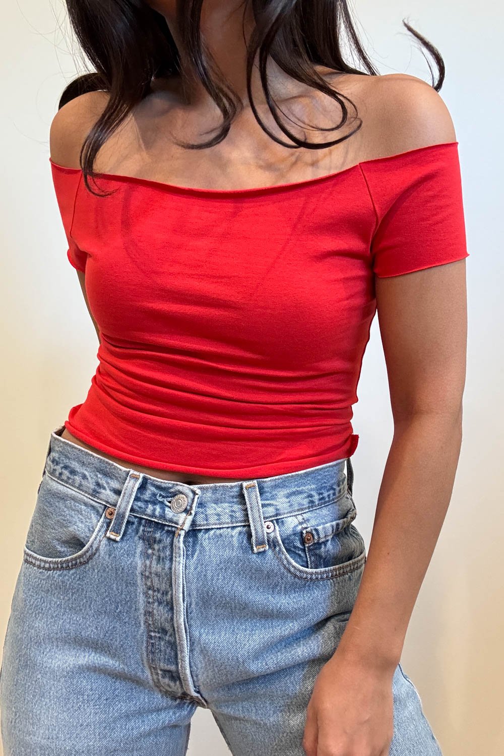 Wide Boat Neck Cap Sleeve Tee