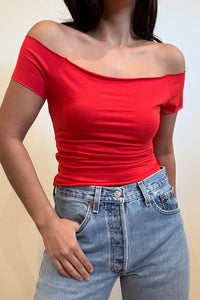 Wide Boat Neck Cap Sleeve Tee