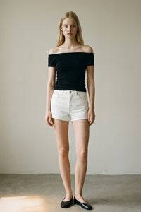 Wide Boat Neck Cap Sleeve Tee