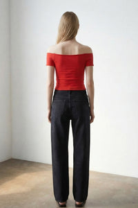 Wide Boat Neck Cap Sleeve Tee