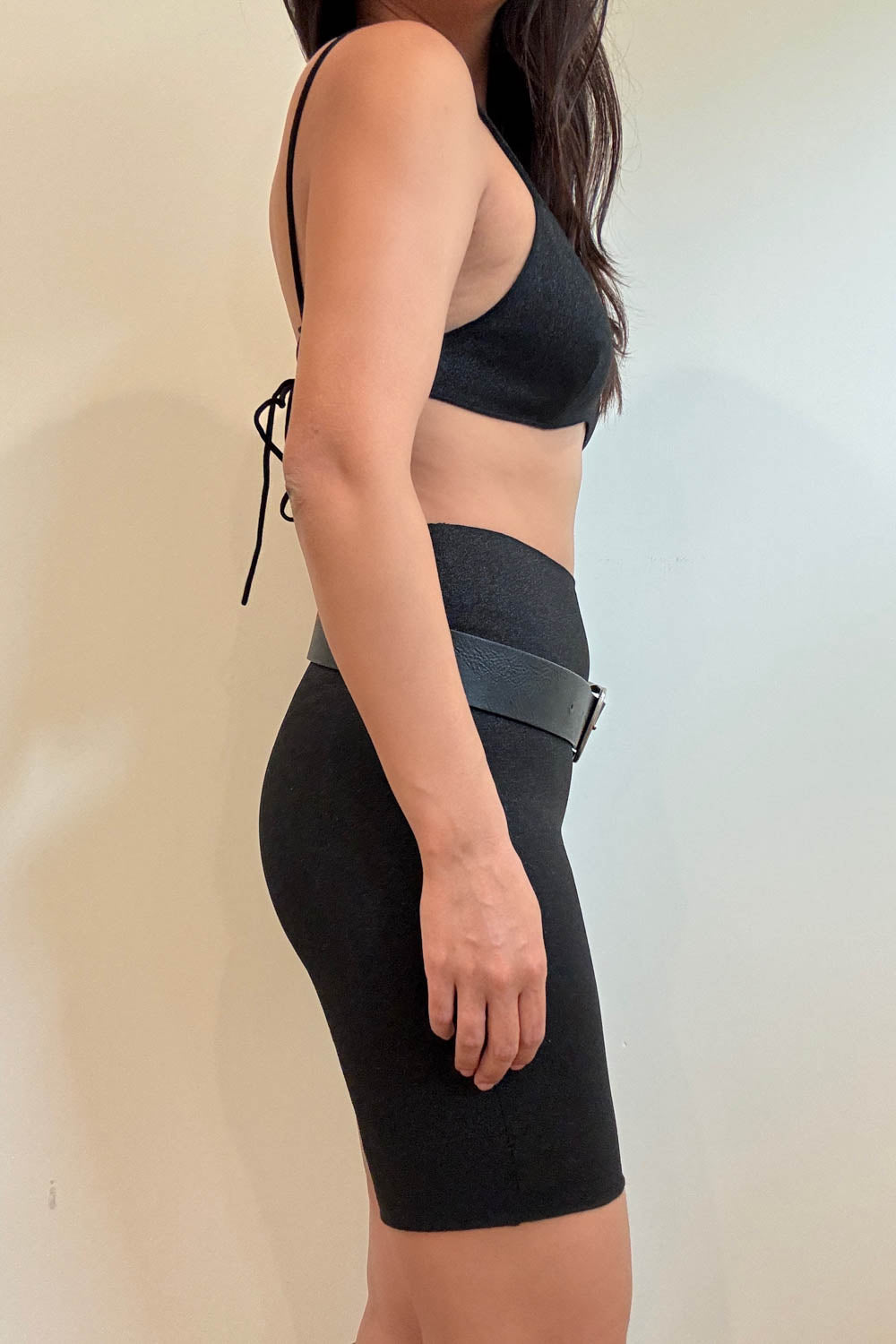 Metallic Knit Bralette And Biker Short Set