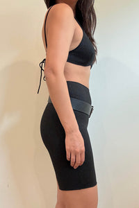 Metallic Knit Bralette And Biker Short Set