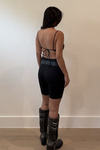 Metallic Knit Bralette And Biker Short Set
