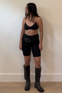Metallic Knit Bralette And Biker Short Set