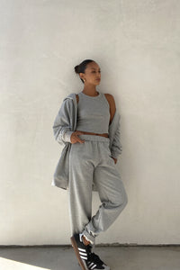 Oversized Shoulder Padded Zip Up Hoodie