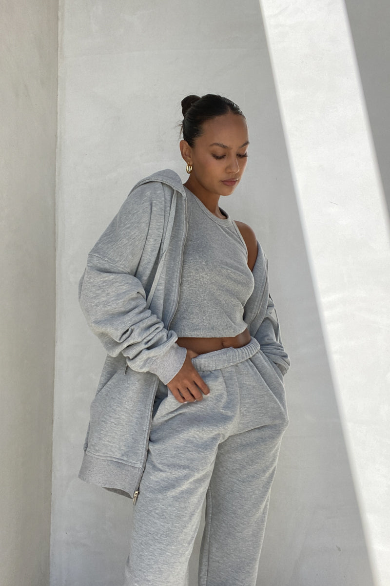 Oversized Shoulder Padded Zip Up Hoodie