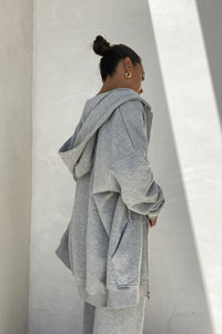 Oversized Shoulder Padded Zip Up Hoodie