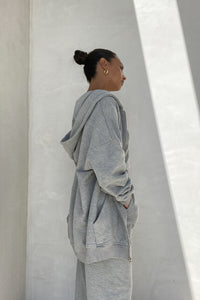 Oversized Shoulder Padded Zip Up Hoodie