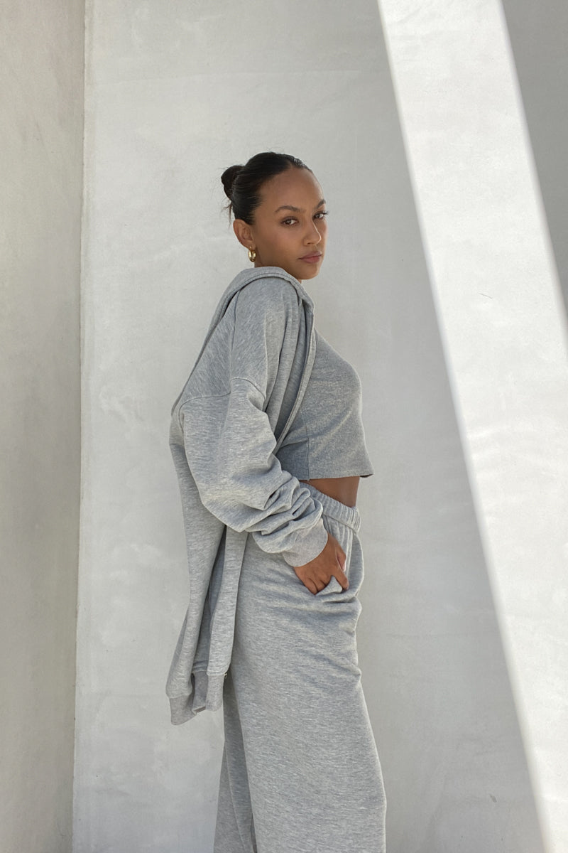 Oversized Shoulder Padded Zip Up Hoodie