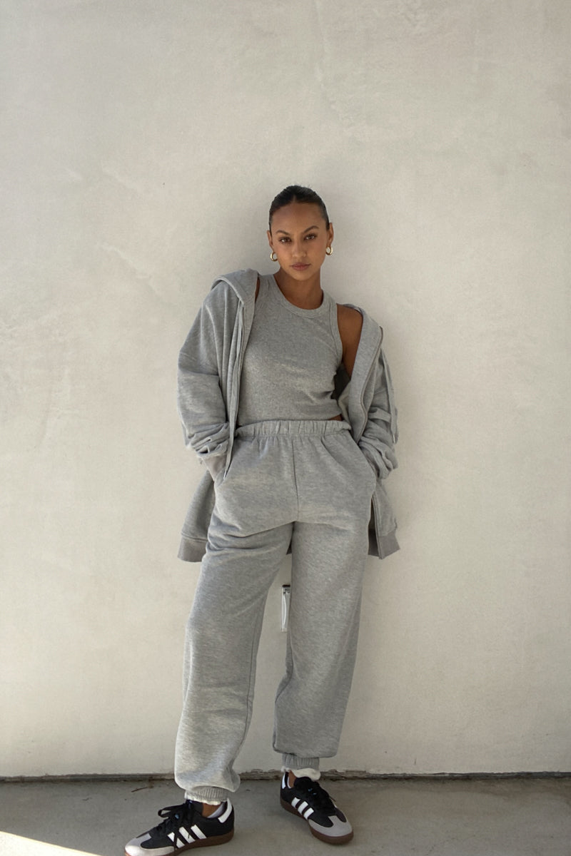 Oversized Shoulder Padded Zip Up Hoodie
