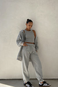 Oversized Shoulder Padded Zip Up Hoodie