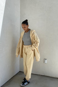 Oversized Shoulder Padded Zip Up Hoodie
